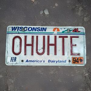 Wisconsin OHUHTE License Plate Vintage 1994